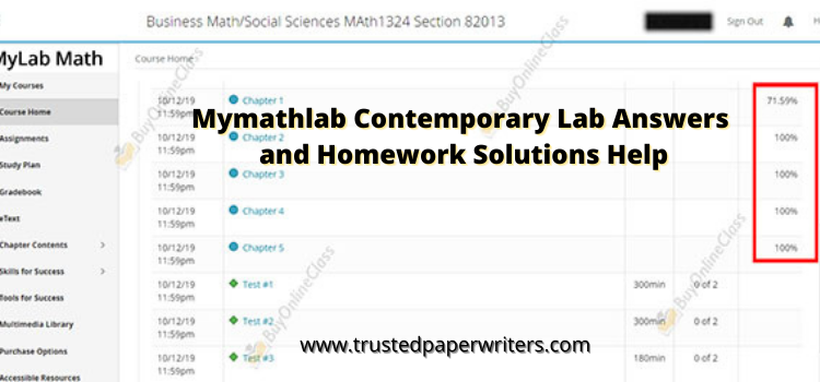 Best service for Mymathlab Contemporary Lab Answers